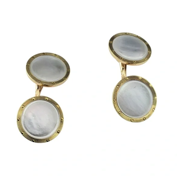 14 Karat Yellow Gold and Mother of Pearl Cufflinks #21957